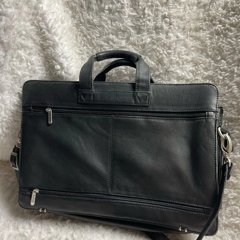 Bellino Black Soft Leather Business office Bag Adjustable Strap